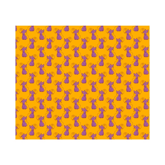 Purple and Yellow Fancy Cat Pattern by saradaboru