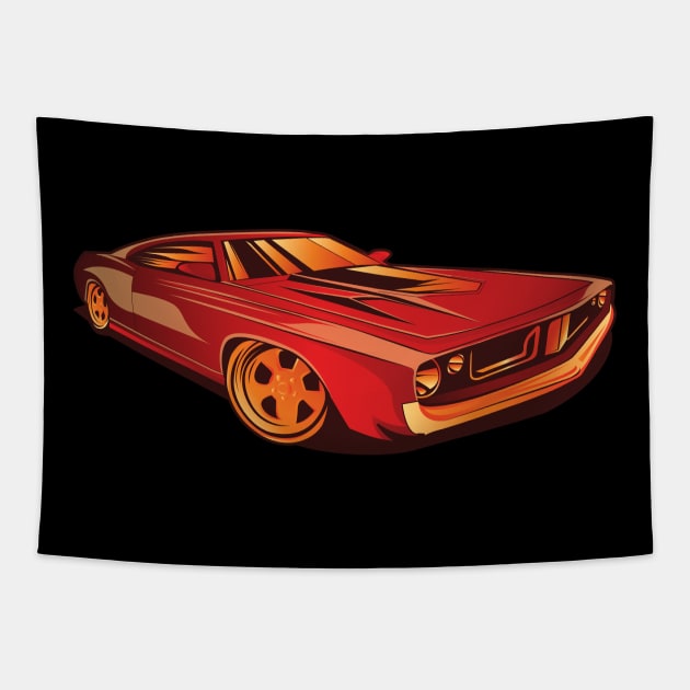 Barracuda 1970 - Orange Tapestry by Den Vector