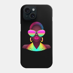 Retro African Woman Beautiful Pink Neon Black History Colorful Phone Case