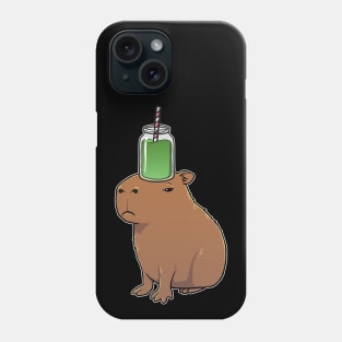 Capybara with a Green Smoothie on its head Phone Case