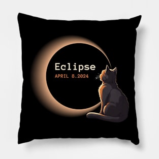 View Totality April 8 2024 Astronomy Cat Lover Solar Eclipse Pillow