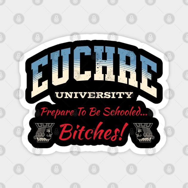 Distressed Euchre University Funny Design Magnet by Midlife50