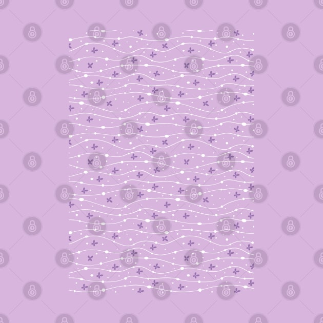 Wavy Lines, Dots and Flowers Pattern Pink Lavander by Just a Cute World