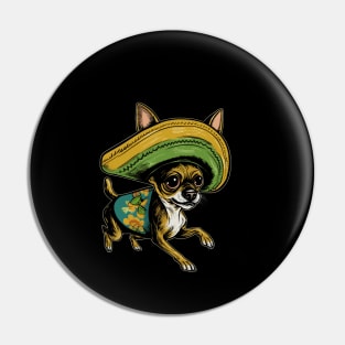 Funny Cute Chihuahua in Mexican Hat" - Adorable Dog Lover Gift Pin