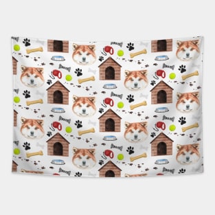 Akita Inu Dog Half Drop Repeat Pattern Tapestry