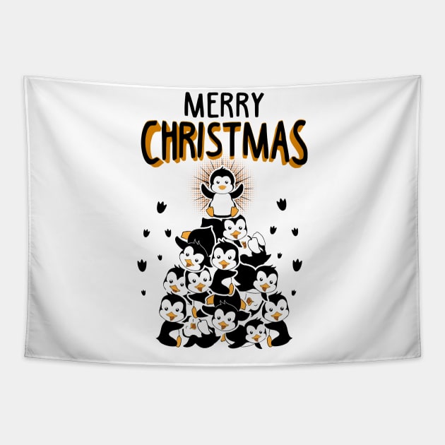 Funny Penguins Christmas Sweatshirt Tapestry by KsuAnn