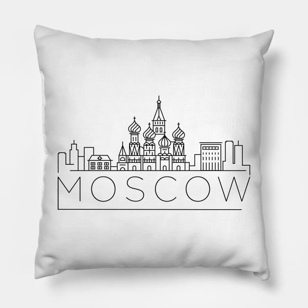 Moscow Minimal Skyline Pillow by kursatunsal