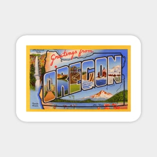 Greetings from Oregon - Vintage Large Letter Postcard Magnet