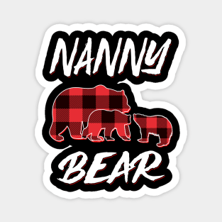 Nanny Bear Red Plaid Christmas Pajama Matching Family Gift Magnet