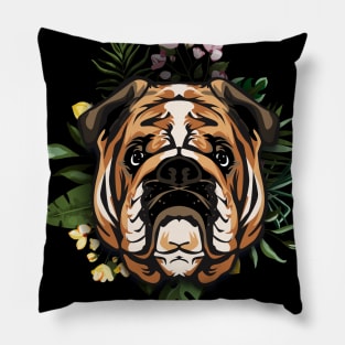 Bulldog in floral Pillow