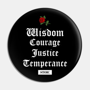 Stoic Virtues - Wisdom, Courage, Justice, Temperance Pin