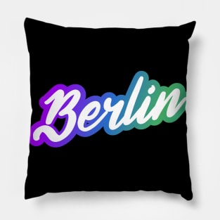 Berlin: German city name in white script font on cool brights background Pillow