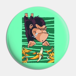 Cute Funny Monkey Eating Banana Artwork Pin