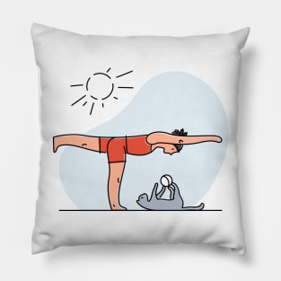 YOGA WITH CAT ILLUSTRATION Pillow