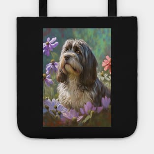 Petit Bassett Griffon Vendeen Dog in Flower Garden Card Tote