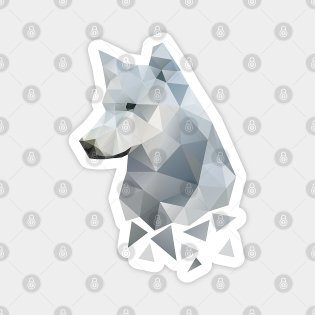 Dramabite Low-poly polygon grey wolf geometric minimal illustration Magnet by dramabite