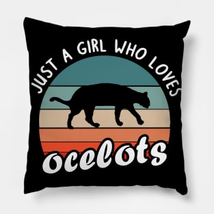 Girl cute ocelot fan saying animal women Pillow