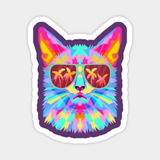 tie-dye cat summer vibes Magnet