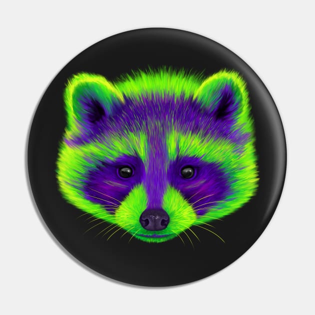 Purple and Green Raccoon Pin by NeonFuzz