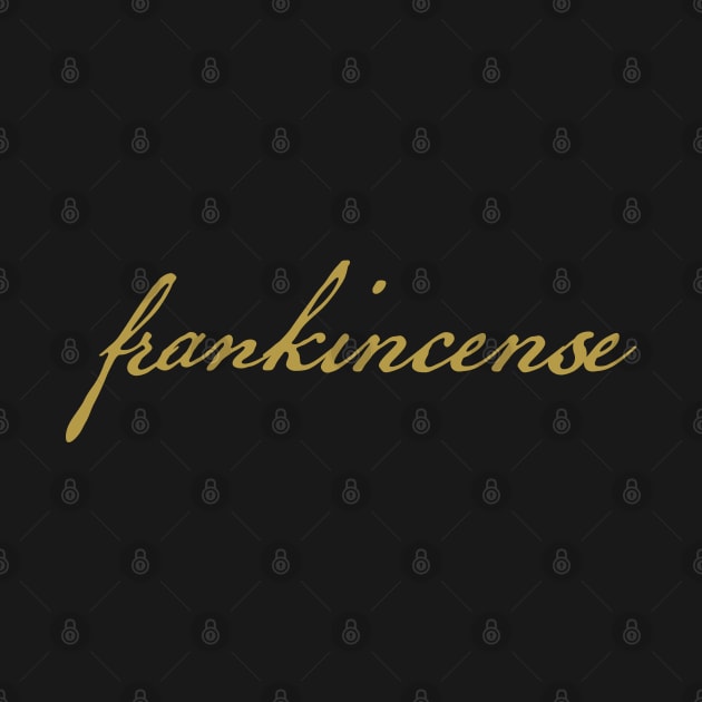 Frankincense Christmas Gift Minimal Typography Gold Script by ellenhenryart