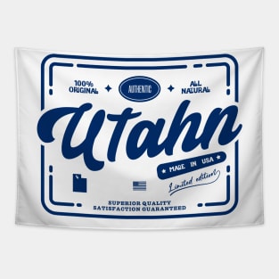 Original Utahn Cool Vintage Dark Stamp Label Print Utah Resident Gift Tapestry