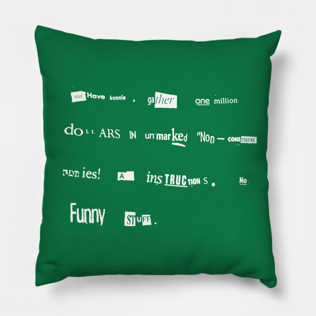 Bunny Lebowski Ransom Note Big Lebowski Pillow by GIANTSTEPDESIGN