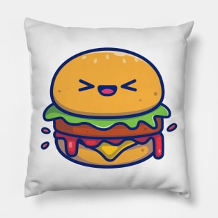 Cute Burger Cartoon Pillow