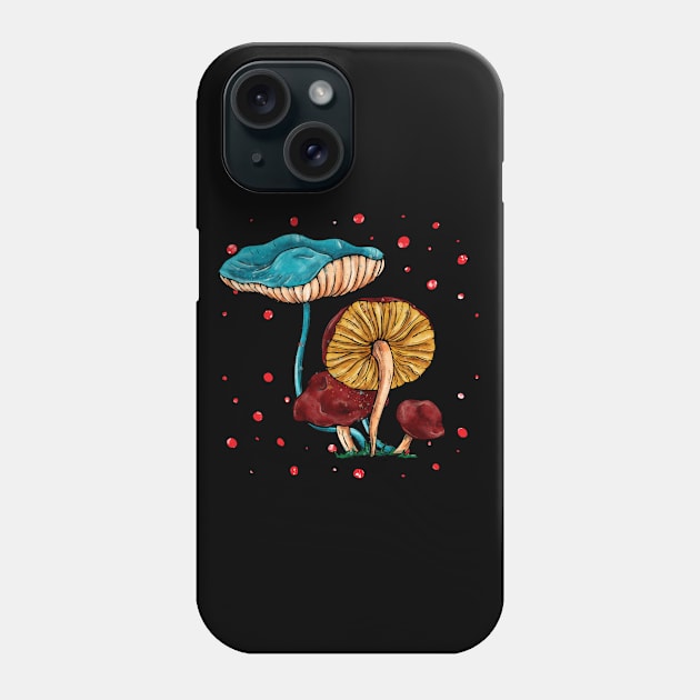 Cartoon mushrooms watercolor, bright psychedelic Phone Case by NadiaChevrel