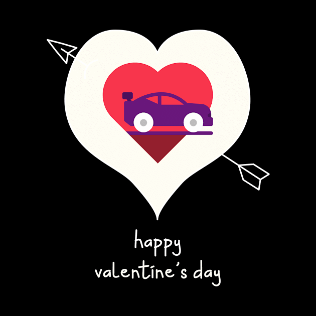 Purple Car With Heart Happy Valentine's Day Gifts For Women by Art master