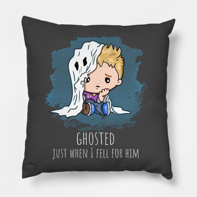 Ghosted Just When I Fell For Him Cute LGBTQ Gay Boy Ghost Saying Pillow by egcreations