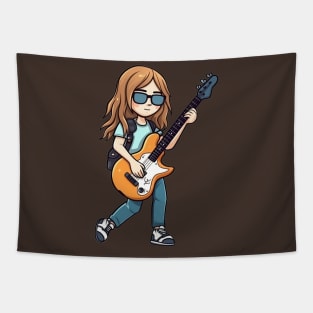 A girl playing her favourite guitar Tapestry