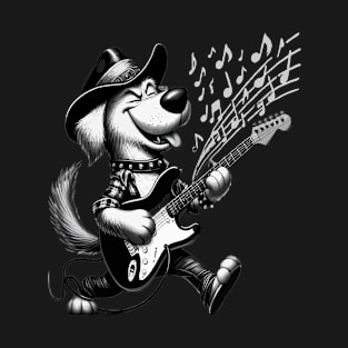 funny dog playing guitar dog love music T-Shirt