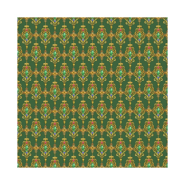 Gold Studded Ornament on Green Background by Farissa