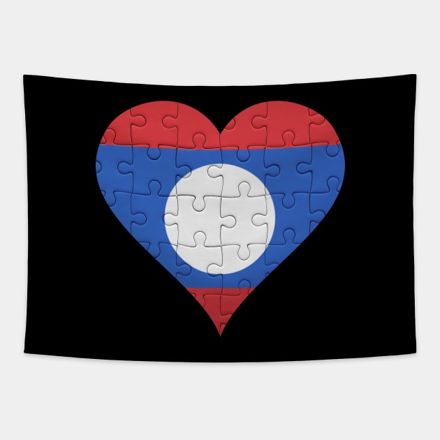 Lao Jigsaw Puzzle Heart Design - Gift for Lao With Laos Roots Tapestry by Country Flags