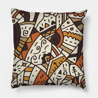 Beige Orange Aztec Pattern Indian Mexican Tribal Pillow