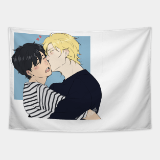 Ash and Eiji Soft Kiss Tapestry