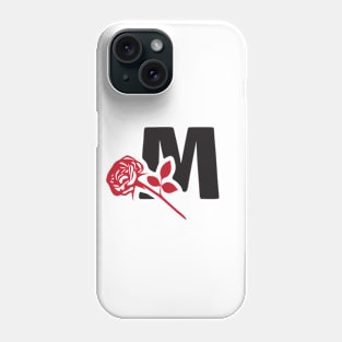 Letter M monogram with a red rose. Phone Case