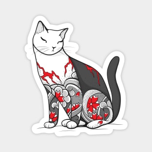 Cat in Cherry Blossom Tattoo Magnet