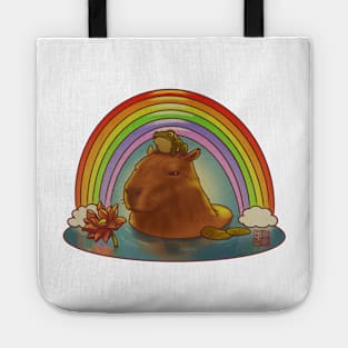 Capybara and Frog Rainbow Tote