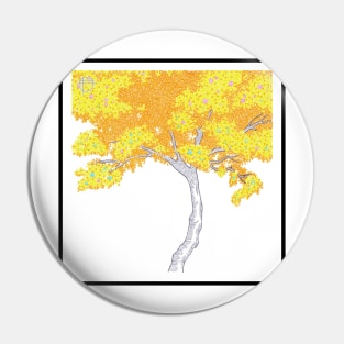 Yellow Tree Circle Design Pin