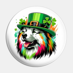 Eurasier Dog Celebrates Saint Patrick's Day Pin