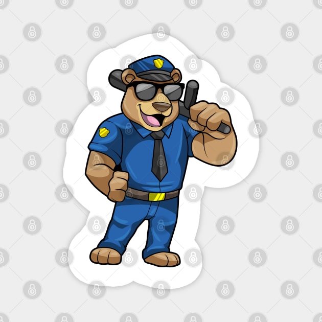 Bear as Police officer with Police uniform & Baton Magnet by Markus Schnabel