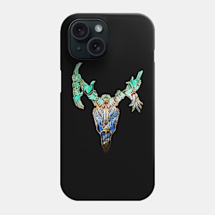 Psychedelic Deer Skull Made of Hands Blue and Gold Metal Phone Case