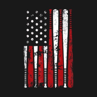 VIntage Baseball Bat American USA Flag T-Shirt