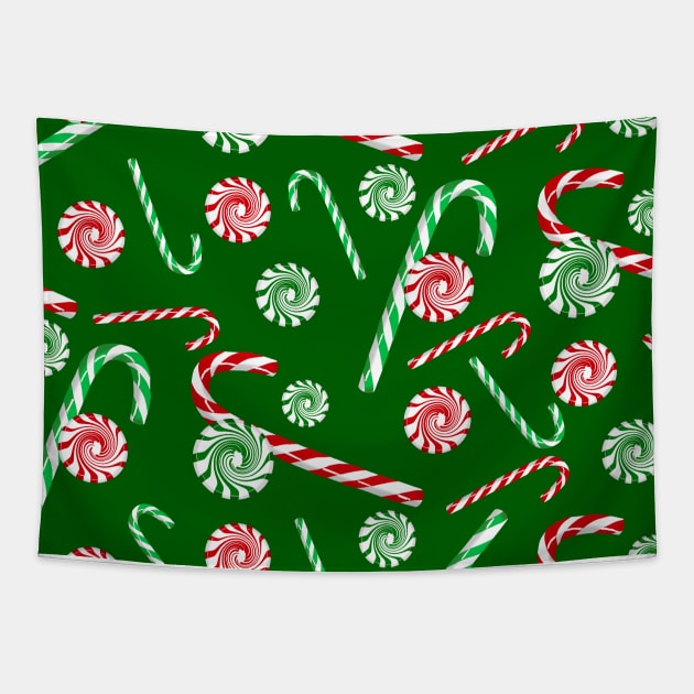 Peppermint dream on green Tapestry by Quick Brown Fox Canada 