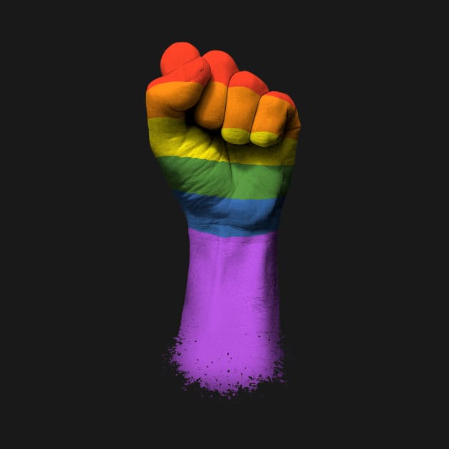 Gay Pride Rainbow Flag on a Raised Clenched Fist by jeffbartels