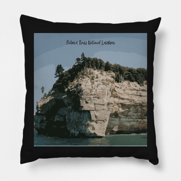 Pictured Rocks Sticker Pillow by LindsayVaughn