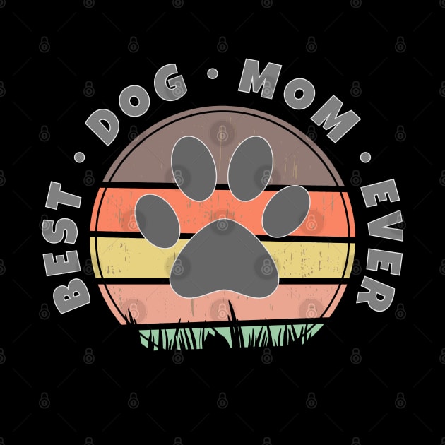 Best Dog Mom Ever Retro Sunset Vector Graphics v.3 by RamoryPrintArt