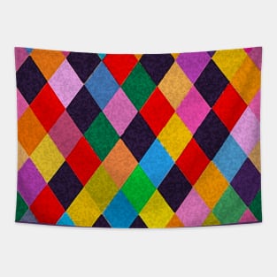 MARDI GRAS HARLEQUIN PATTERN Colorful Rhombi Tapestry