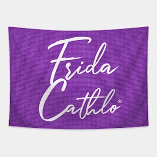 Grape Text W back Cat Frida Cathlo version of - Frida Kahlo Tapestry